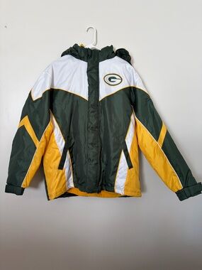 Vintage NFL Green Bay Packers Puffer Jacket with Removable Fleece Vest